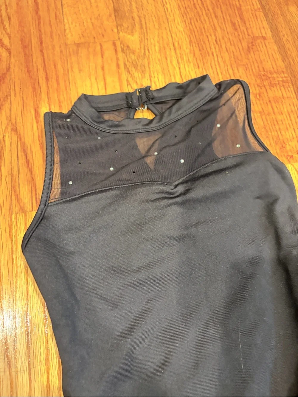 Mirella Black Sleeveless Leotard with Mesh Yoke